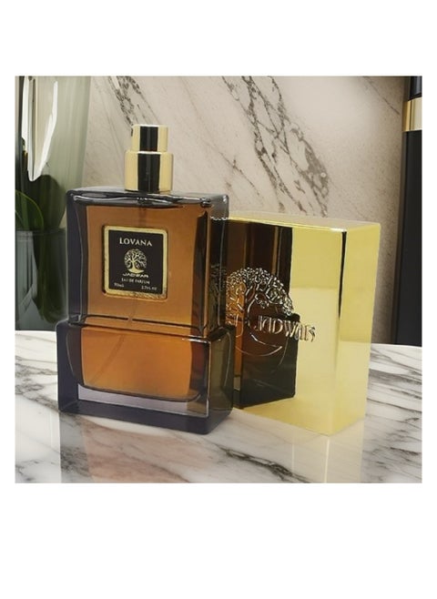 "Luvana Perfume 70ml by Jedwar Iqtnaa expresses the strength and attraction of modern men. This fragrance embraces luxurious woody notes with refreshing citrus touches, giving you a feeling of freshness and confidence. It features a long-lasting formula, making it the perfect companion for every occasion. Enjoy your attraction to others with the unique Luvana perfume."