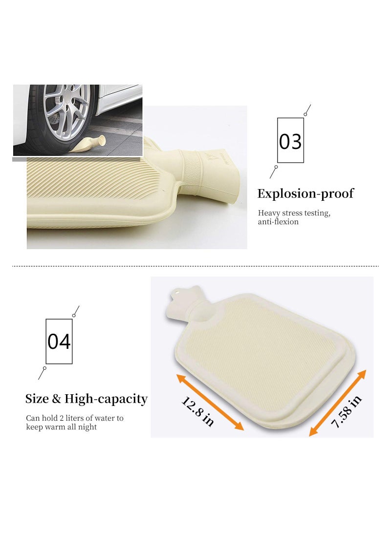 SYOSI 2 Pcs Hot Water Bottles with Removable Knitted Cover 2L Washable Comfortable Natural Rubber Warm Bag for Neck and Shoulders Back Legs Waist Foot Bed Warmer Pain Relief Cold Therapy - Image 4