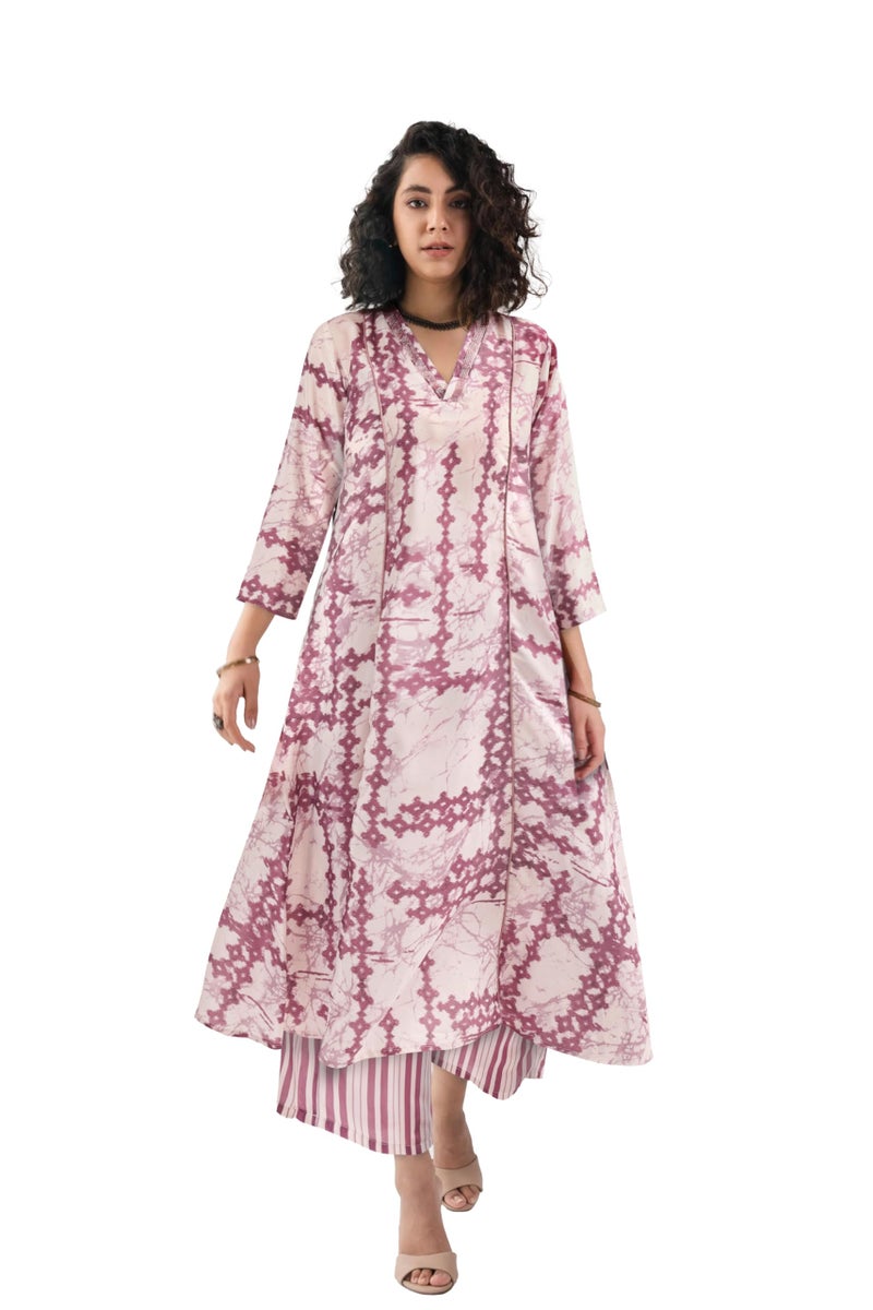 Toochki Kurti Set for Women | Anarkali Fit & Flared Kurtas for Women's | Cotton Kurtis for Woman | Kurta with Palazzo | Ethnic Salwar Suits Sets Off White - Image 1