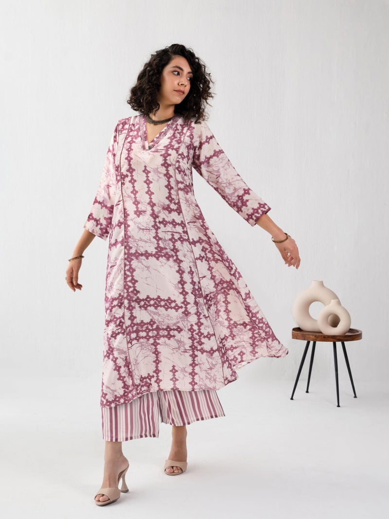 Toochki Kurti Set for Women | Anarkali Fit & Flared Kurtas for Women's | Cotton Kurtis for Woman | Kurta with Palazzo | Ethnic Salwar Suits Sets Off White - Image 2