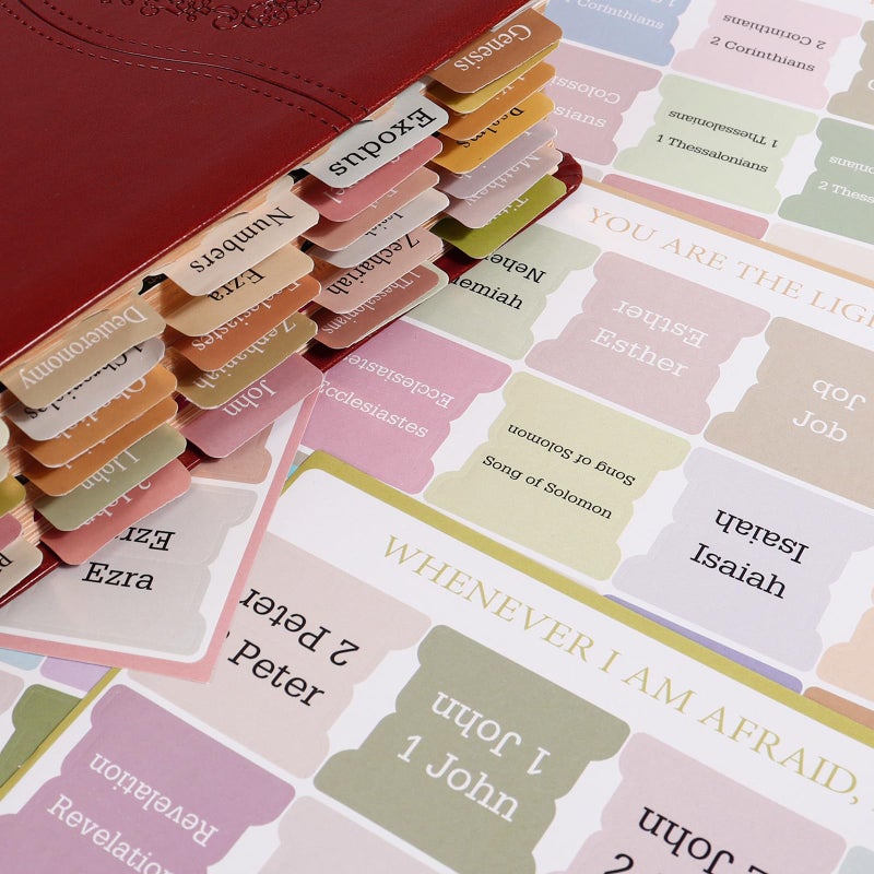 DOMMARE Bible Tabs for Women, 90 Pieces Large Print Bible Bookmarks Index Tabs Study Supplies Guide Kit, Baptism Christian Gifts for Men Boys Beginner Easy to Read, Pastel Color - Image 2