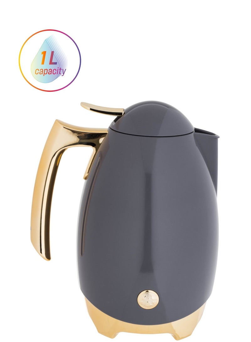 السيف  ترمس روانا للشاي والقهوة سعة 1 لتر لون رمادي مع ذهبي - Image 1