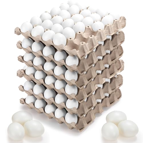 Seematn 180 Pcs White Plastic Eggs Paintable Easter Eggs with Paper Trays for DIY Crafts Easter Hunts Party Favors Basket Fillers White - Image 1