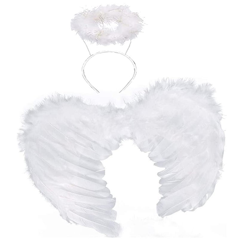 Antspirit Angel Costume Wings and Halo Angel Costume for Women Girls Kids Halloween ChristmasWhite