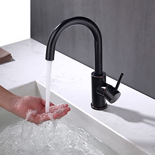 WiPPhs Oil Rubbed Bronze Bar Faucet Single Hole, WiPPhs ORB Wet Bar Faucets with Single Handle for Kitchen Sink and Mini Deck Mounted - Image 5