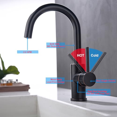 WiPPhs Oil Rubbed Bronze Bar Faucet Single Hole, WiPPhs ORB Wet Bar Faucets with Single Handle for Kitchen Sink and Mini Deck Mounted - Image 2