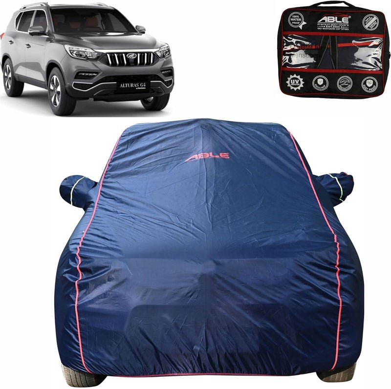 Able Parashuit Blue WR Series Car Body Cover with Mirror Pockets and Driver Door Zipper Compatible for Mahindra Alturas G4 (2018 to Till Now Model) - Image 1