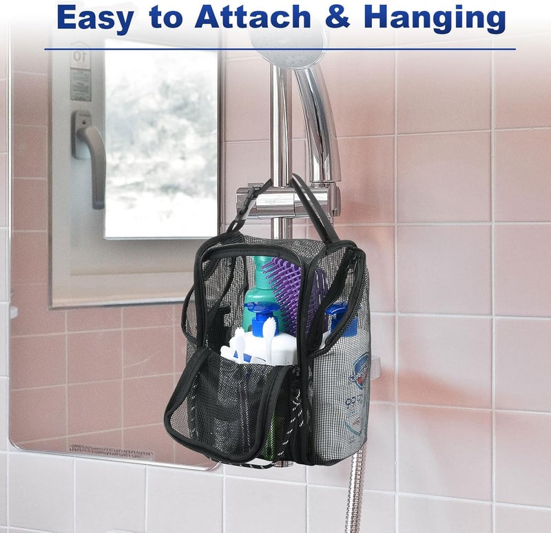 COSMOS Mesh Shower Caddy Toiletry Organizer Hanging Shower Tote Bag, Quick Dry Shower Organizer Portable Bath Bag with Durable Zippers & Side Pockets for Travel, Gym, Swimming, Beach and Camp - Image 5