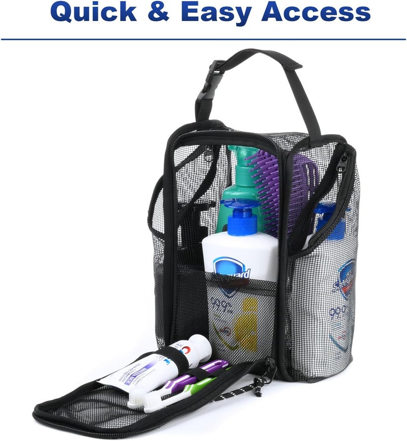 COSMOS Mesh Shower Caddy Toiletry Organizer Hanging Shower Tote Bag, Quick Dry Shower Organizer Portable Bath Bag with Durable Zippers & Side Pockets for Travel, Gym, Swimming, Beach and Camp - Image 3