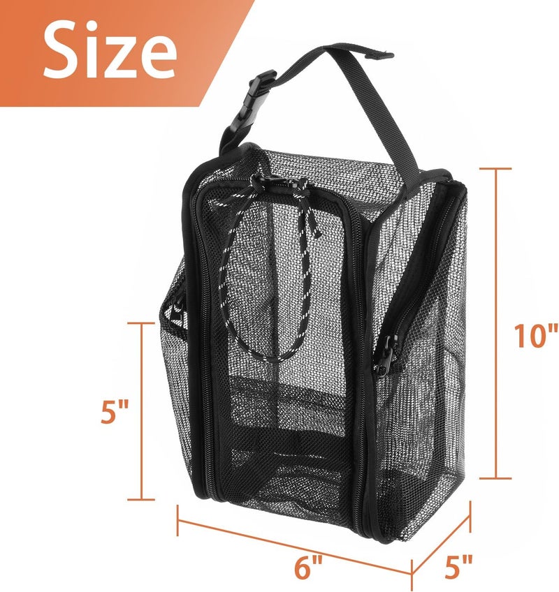 COSMOS Mesh Shower Caddy Toiletry Organizer Hanging Shower Tote Bag, Quick Dry Shower Organizer Portable Bath Bag with Durable Zippers & Side Pockets for Travel, Gym, Swimming, Beach and Camp - Image 2