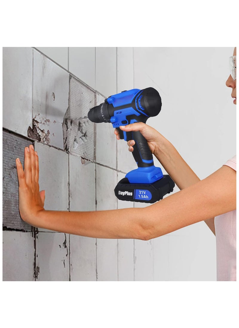 Generic 21V Cordless Power Drill, Handheld Screwdriver Drill Set with 25+1 Torque Setting, 1.5AH Li-ion Battery&Fast Charger, 2-Gear Combi Hammer Safety Lock 3/8'' Chuck Driver Kit Carrying Case  - Image 5