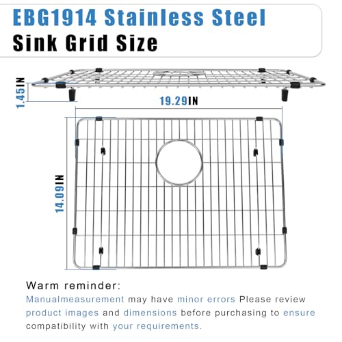 BUMLLASHOP Kitchen Accessories EBG1914 Stainless Steel Sink Grid Protectors for Kitchen Sink19x 14The metal grating at the bottomMetal Sink Grate with Rear Drain for Single Bowl1PCS - Image 3
