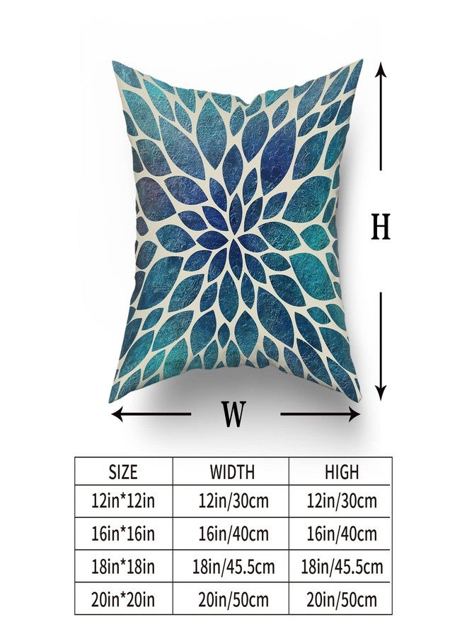 aportt Spring Teal Dahlia Pillow Covers 18X18 in Navy Blue Teal Floral Couch Pillow Cases Modern Abstract Throw Pillows Set of 2 Summer Home Decor for Living Room Bedroom Bed Cushion Outdoor - Image 5