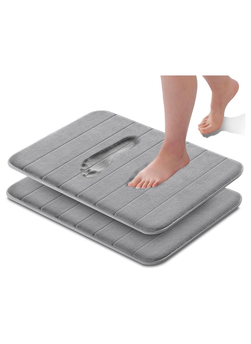 Al Musawwar - Al Musawwar Bath Mat 40x60cm (Pack of 2) Memory Foam Bath Mat Non Slip Soft Comfortable Bath Mat With Highly Absorbent Non Slip for Shower, Tub and Floor, Non Slip - Image 1