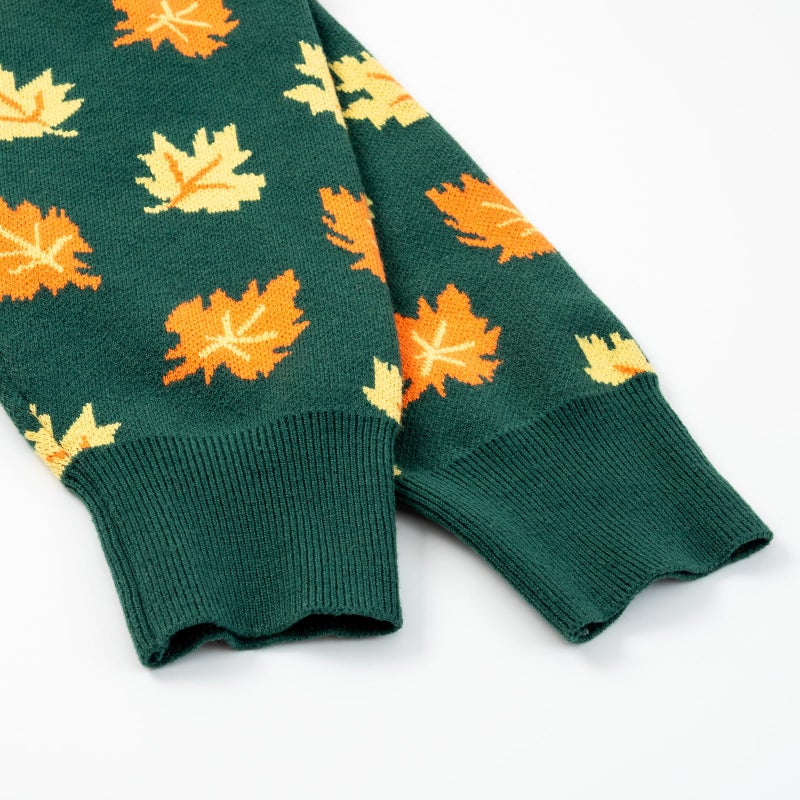 Beopjesk Women's Funny Fall Long Sleeve Halloween Autumn Leaves Button Knit Cardigan Sweater Vintage Knitted Outerwear (Halloween-Green,XL) - Image 5