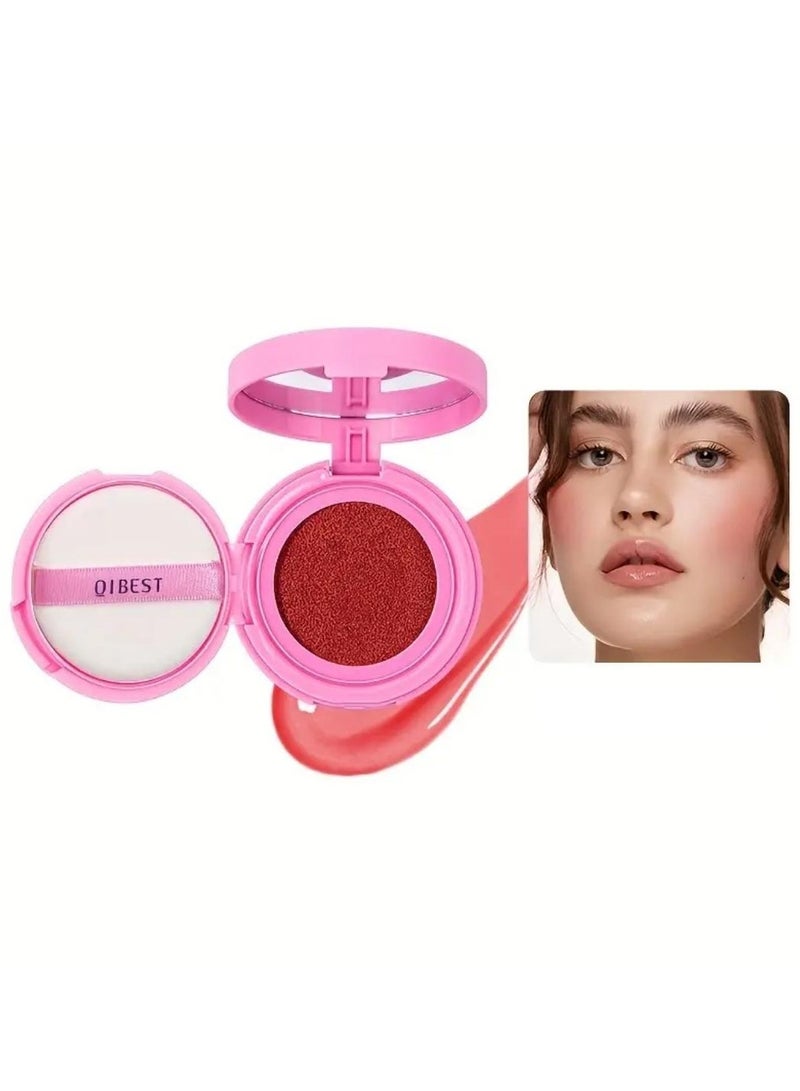 QiBest أحمر خدود كوشن ناعم لامع وجه عالي الصبغة مكياج طويل الأمد وخفيف الوزن بودرة أحمر خدود فضفاضة كوشن هواء أحمر خدود طبيعي للخدود #03 توت بري - Image 1