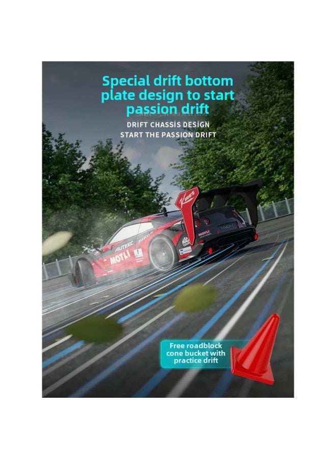Rc Professional Remote Control Car GTR High Speed Drift Charging Four-wheel Drive Competitive Competition Car Sports Car Children Toy Boy-Color:God Of War Wild Horse Blue Four-wheel Drive + Lighting-Scale:Deluxe Three Batteries Can Be Used For About 90 Minutes  - Image 4