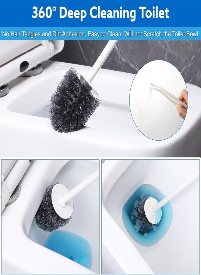 Vasukie Silicone Toilet Brush and Holder Set, with a Extra Crevice Cleaning Brush Deep Cleaning Toilet Bowl Brush for Bathroom Toilet Brushes for Bathroom Wall Mounted Water Drop (4IN1 White) - Image 5