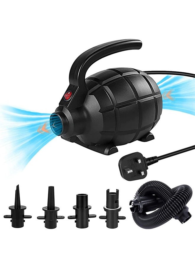 MVAQKLM  - 600W Electric Air Pump for Inflatable Air Tumble Track Gymnastics Mat, Air Roller Barrel, Swimming Ring, Air Bed, Pool Toy, Inflatables Raft Boat High power Electric Pump with 4 Nozzles - Image 1