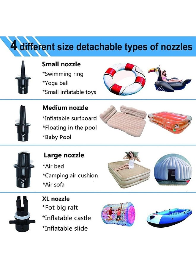 MVAQKLM  - 600W Electric Air Pump for Inflatable Air Tumble Track Gymnastics Mat, Air Roller Barrel, Swimming Ring, Air Bed, Pool Toy, Inflatables Raft Boat High power Electric Pump with 4 Nozzles - Image 1