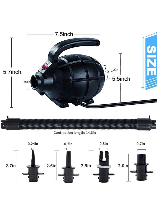 MVAQKLM  - 600W Electric Air Pump for Inflatable Air Tumble Track Gymnastics Mat, Air Roller Barrel, Swimming Ring, Air Bed, Pool Toy, Inflatables Raft Boat High power Electric Pump with 4 Nozzles - Image 1