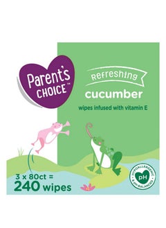 Parent's Choice Parent's Choice Baby Wipes Refreshing Cucumber 240 Ct w/ Aloe  - Image 1