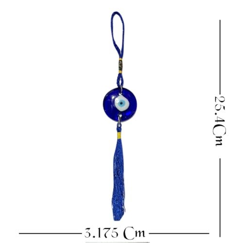 DT DECTONE Handcrafted Evil Eye Hanging Protective Home Decor with Blue Nazar Beads, Evil Eye Hanging for Car and Home Enterence, Fengshui Item for Positive Energy Wall Hanging (2 Round Evil Eye) - Image 2