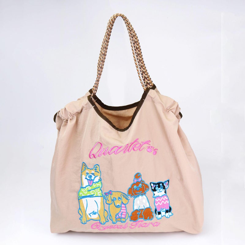 Japanese-Style Ins Shiba Inu Embroidered Eco-Friendly Tote Bag For Women, Large Capacity New Nylon Handbag, Versatile Student Bag For Women - Image 1