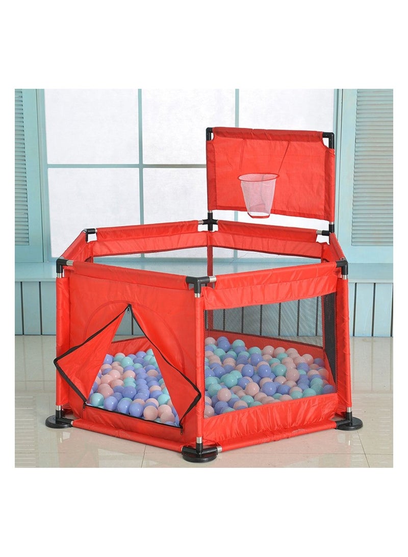 Portable Baby Playpen Fences 6-Panel Foldable Play Yard with 100 Pcs Basketball Hoops & Breathable Mesh for Indoor & Outdoor Play - Image 3