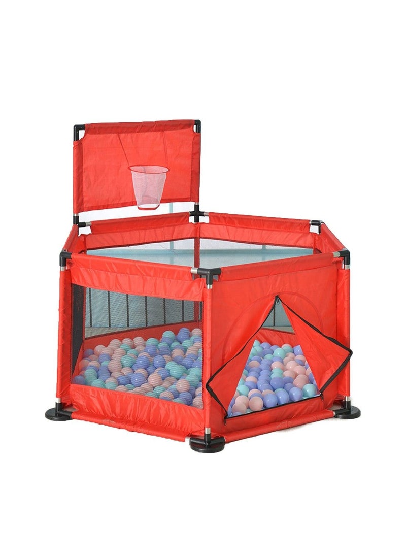 Portable Baby Playpen Fences 6-Panel Foldable Play Yard with 100 Pcs Basketball Hoops & Breathable Mesh for Indoor & Outdoor Play - Image 2