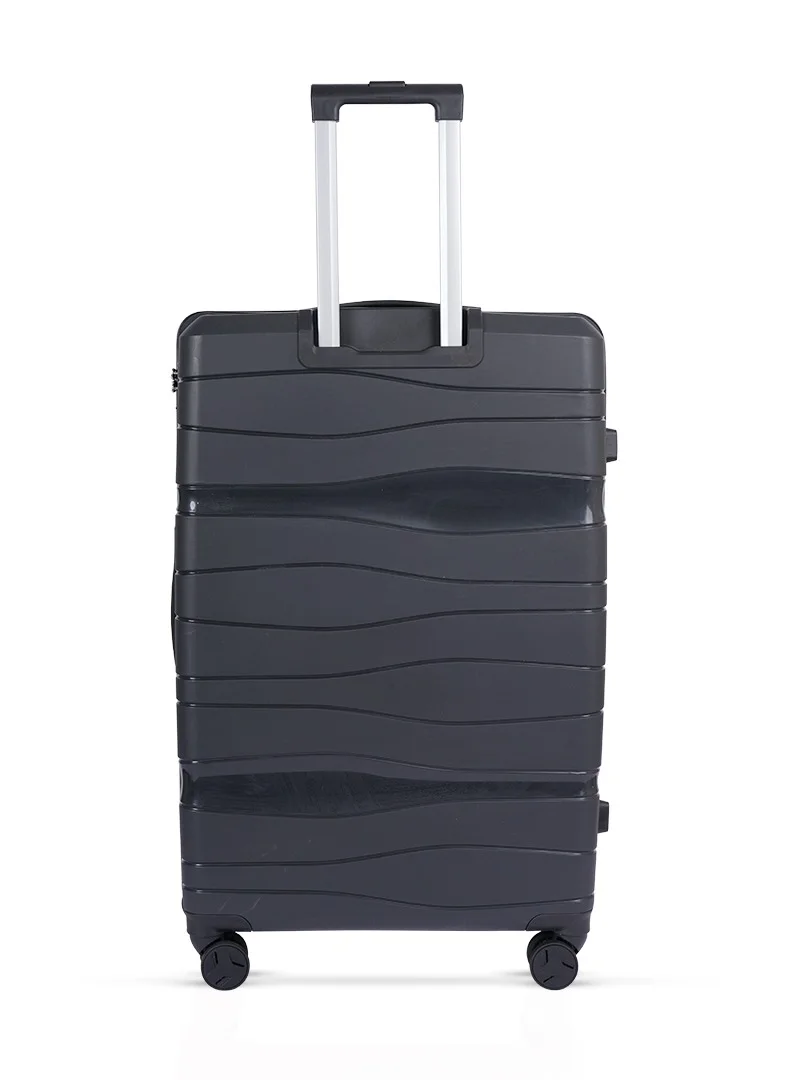 MNUK Viajero Set of 3 Luggage | PP Material Hard-side Smooth and Comfortable Luggage Trolley with TSA Lock | Double 360° 4 Wheeler| Cabin, Medium, Large| Black