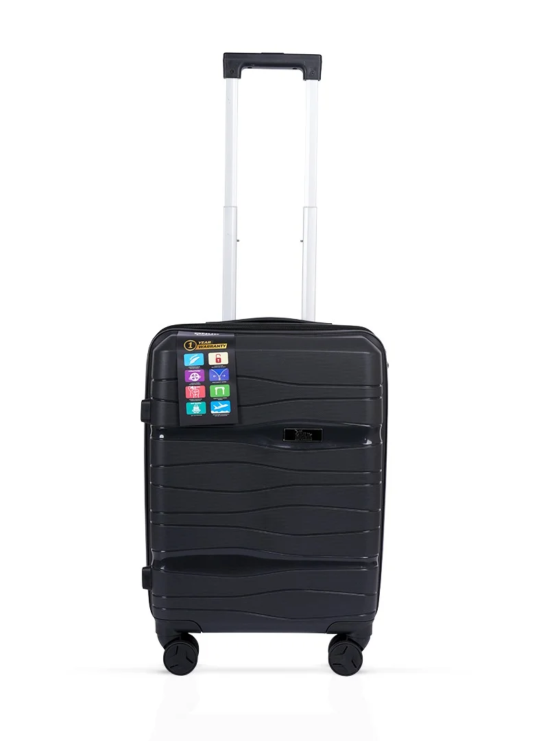 MNUK Viajero Set of 3 Luggage | PP Material Hard-side Smooth and Comfortable Luggage Trolley with TSA Lock | Double 360° 4 Wheeler| Cabin, Medium, Large| Black