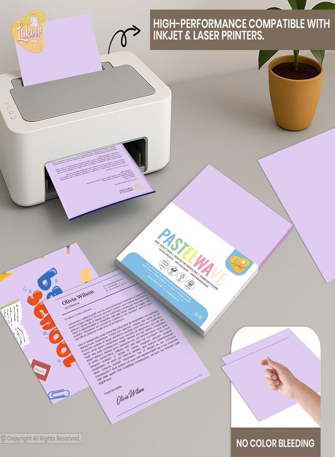 Lakeer A4 Pastel Color Paper- Pastel Lavender Colour, Pack of 50 Sheets | 150 GSM Thick for Arts and Crafts, Printing, DIY Projects, Etc - Image 5