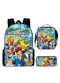 Pikachu New Cartoon Anime Student Backpack Three-Piece Set 29*42*16cm 
