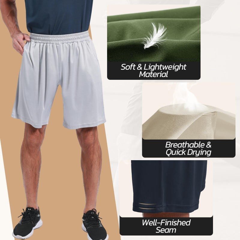 BOOJO 3 Pack Gym Basketball Mens Shorts - Quick Dry Black Workout Athletic Shorts with Pockets for Casual Running (S-6XL) - Image 3