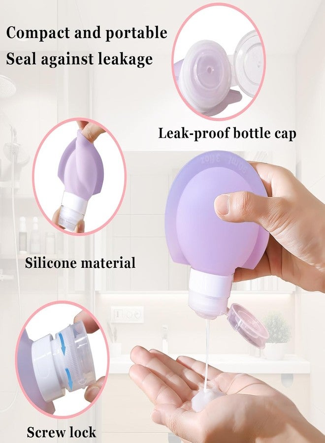 JICOOT Travel Bottles for Toiletries, 3 Pack TSA Approved Travel Size Containers, 60ML Leak Proof Refillable Travel Accessories for Shampoo Conditioner, BPA Free Travel Bottles with Toiletry Bag - Image 3