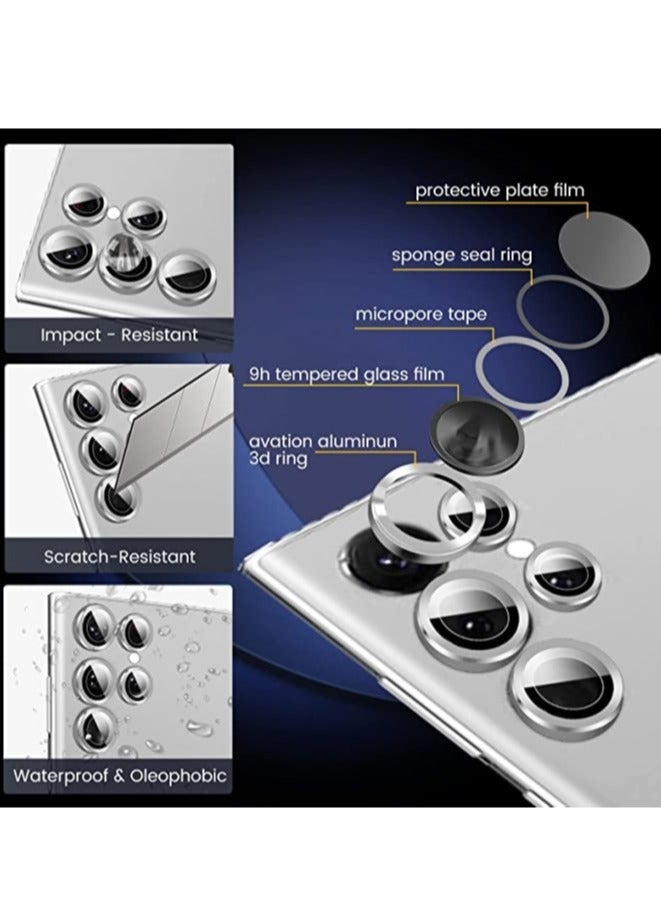 ELTRAZONE حامي عدسة كاميرا سامسونج جالاكسي S23 ألترا، غطاء عدسة كاميرا زجاج مقسى 9H، غطاء شاشة معدني فردي - Image 4