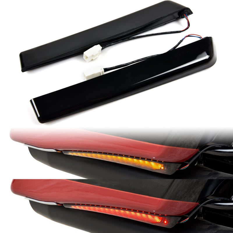 مجموعة أضواء علامة جانبية LED لحقائب السرج من VEISUTOR عدسة مدخنة تمديد أضواء الفرامل والتوجيه والذيل لحقائب السرج الخلفية لدراجات هارلي تورينغ رود جلايد CVO رود كينغ ستريت جلايد 2014-2024 ملحقات