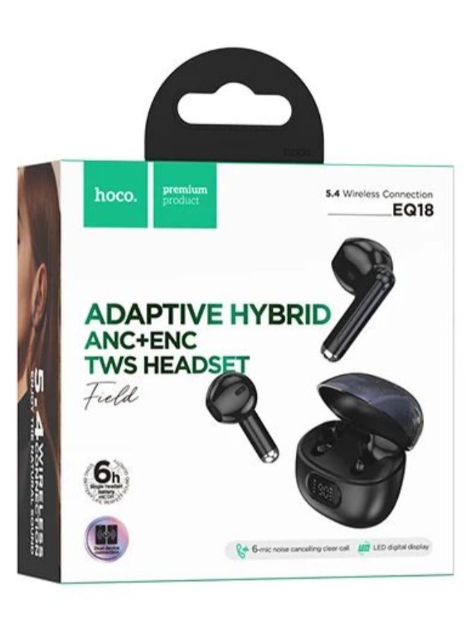Hoco True Wireless Bluetooth 5.4 Headphones – EQ18 Earbuds with ANC + ENC & Portable Charging Case - Image 4