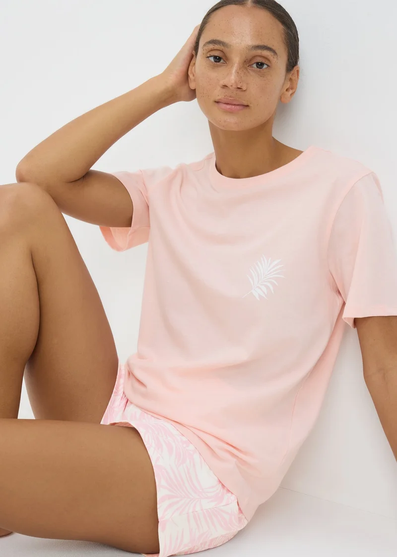 Matalan Pink Palm Short Pyjama Set