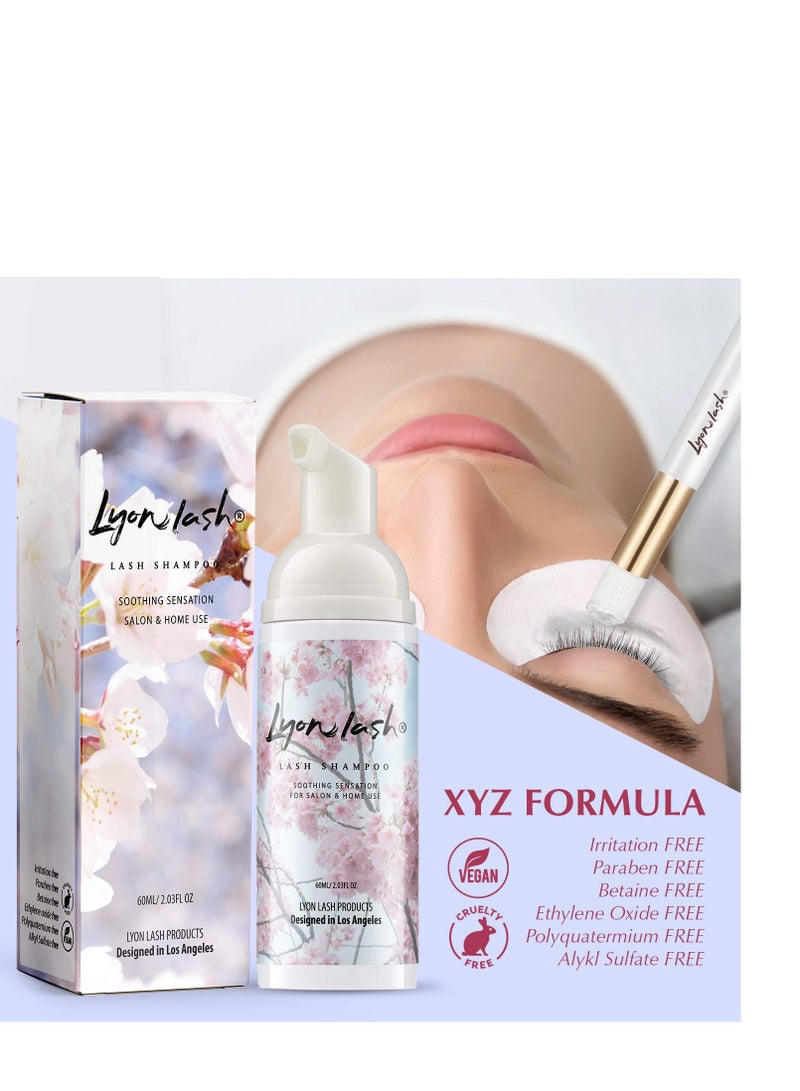 Lyon lash Eyelash Extension Shampoo - Lyon Lash Eyelid Foam Cleanser/Gentle Formula for Sensitive people/Paraben & Sulfate Free/Remove Eye Makeup & Oil & Dust/For Salon and Home Use (60ml without brushes)  - Image 2