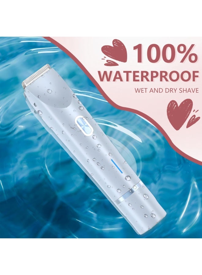 Bukela 2025 New 2-in-1 Women's Hair Remover, IPX7 Waterproof Electric Shaver with LED Light, Ceramic Blade, USB Fast Charging, for Bikini/Underarm/Legs,Gift for Women,Blue - Image 5