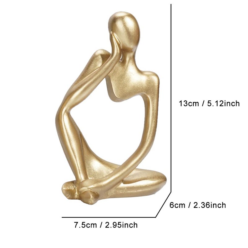 BOPART Gold Thinker Statue Home Decor  Resin Abstract Thinker Sculpture Figurines Shelf Decor Accents for Living Room  Office  Bookshelf  Desktop - Image 2