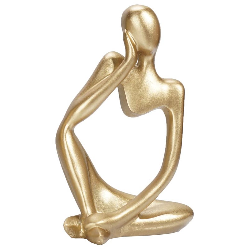 BOPART Gold Thinker Statue Home Decor  Resin Abstract Thinker Sculpture Figurines Shelf Decor Accents for Living Room  Office  Bookshelf  Desktop - Image 1