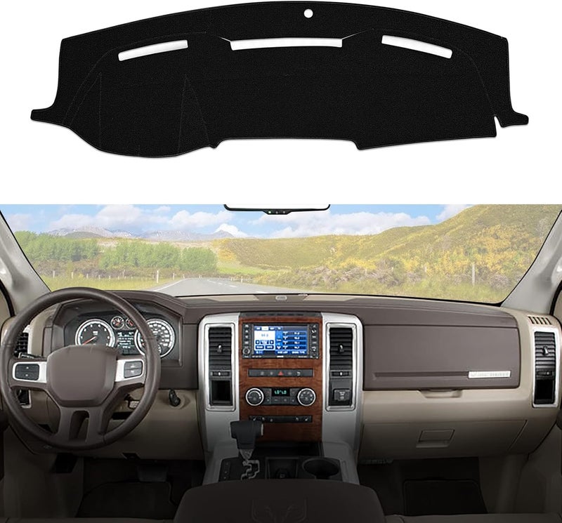 BERKSYDE Dashboard Dash Cover Mat Carpet Compatible with 2010-2014 Dodge Ram 1500 2500 3500 - Image 1