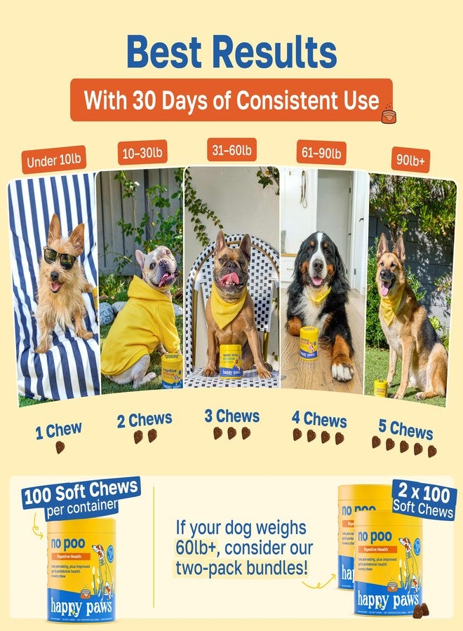 Happy Paws No Poo Chews for Dogs, Poop Eating Coprophagia Deterrent, Soft Chews for Dogs with Pumpkin, Probiotics & Enzyme Blend for Digestive Health, Organic, Vegan, Non GMO, Beef Flavor, 100 Count - Image 5