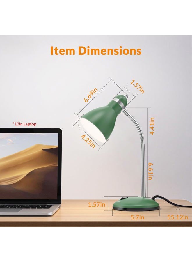 LEPOWER Metal Desk Lamp, Adjustable Goose Neck Table Lamp, Eye-Caring Study Desk Lamps for Bedroom, Study Room and Office (Green) - Image 2