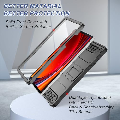 Soke Case for Samsung Galaxy Tab A9 Plus 2023, with Built-in Screen Protector and Kickstand, Rugged Full Body Protective Cover for Galaxy Tab A9+ 11 Inch Tablet [SM-X210/X216/X218],Black - Image 3