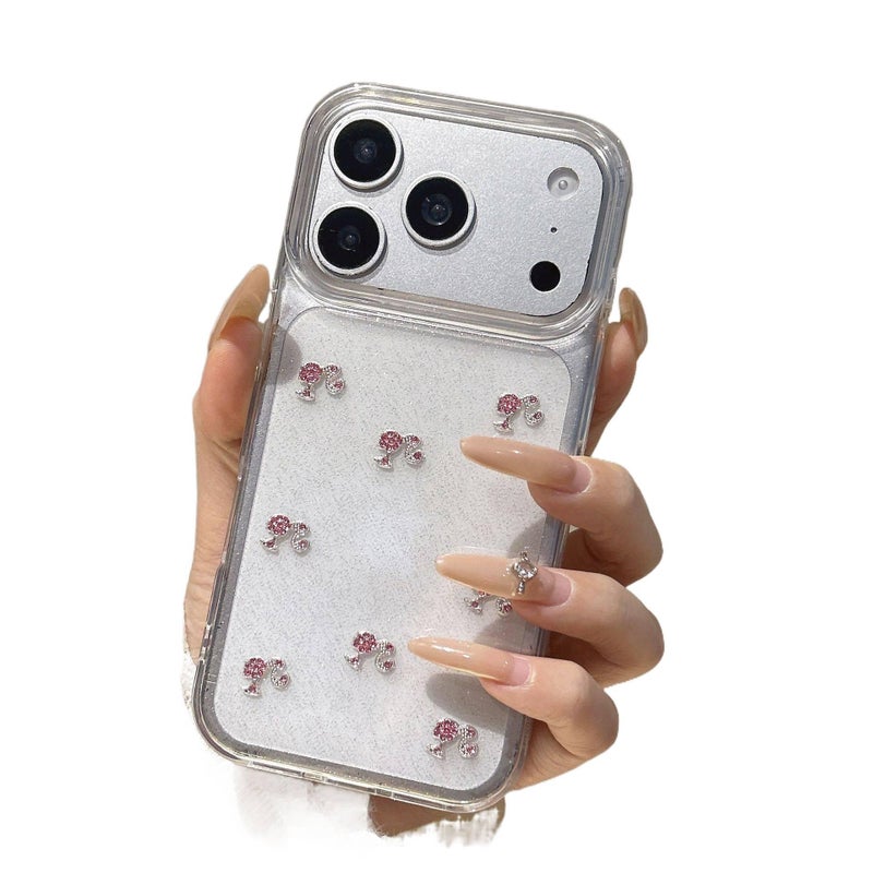BB غطاء واقي بسيليكون لـ iPhone 16 / 16 Plus / 16 Pro / 16 Pro Max مع حماية من السقوط وتصميم كريستال راينستون مع مقاوم للصدمات مع تشطيب راتنج باللون Transparent بظهر شفاف بتفاصيل مرص. - Image 3