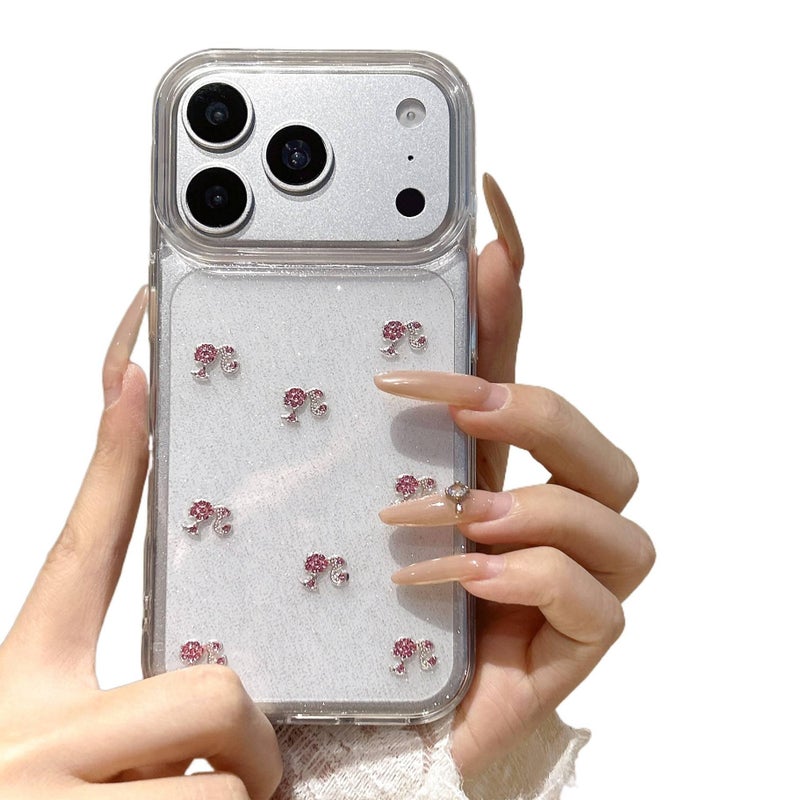 BB غطاء واقي بسيليكون لـ iPhone 16 / 16 Plus / 16 Pro / 16 Pro Max مع حماية من السقوط وتصميم كريستال راينستون مع مقاوم للصدمات مع تشطيب راتنج باللون Transparent بظهر شفاف بتفاصيل مرص. - Image 1